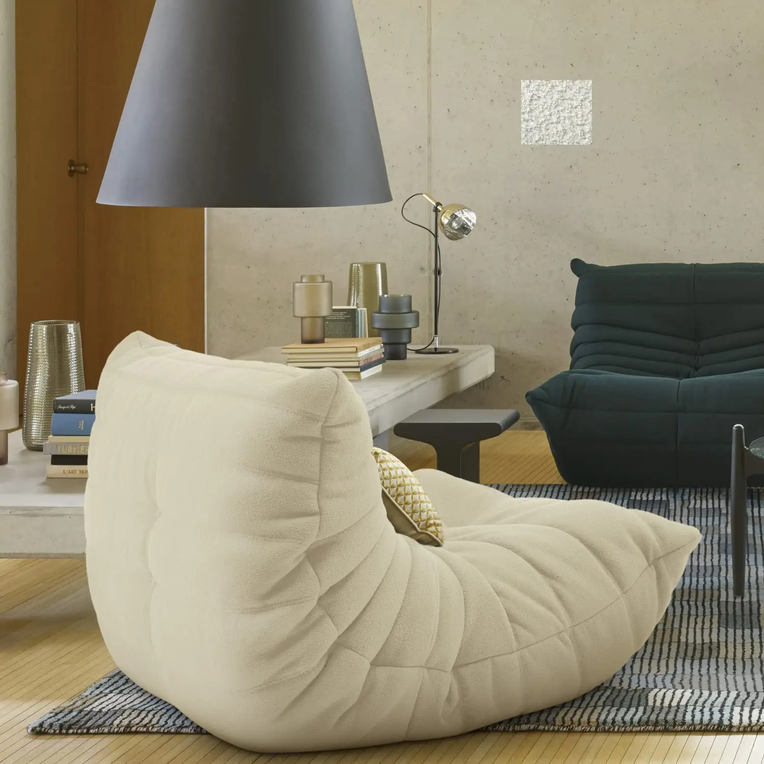 Togo Sofa Couch Chair, Beanbag Sofa Chairs, Lounge Armless Sofa, Filled by High Density Memory Foam,3 color materials available 2