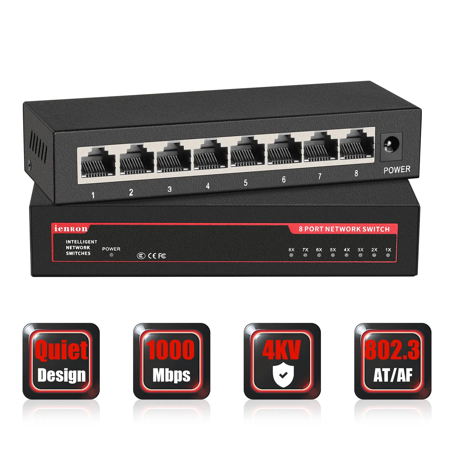 

Gigabit Network Switch Mini Desktop 8Ports Switch Ethernet 1000Mbps High Performance Smart Switcher RJ45 Hub Internet Injector