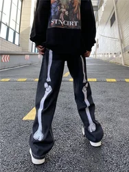 Men's Skull Jeans Baggy Pants Streetwear Hip Hop Man Printed Trendyol Black Skeleton Trousers Woman Print Casual Vintage