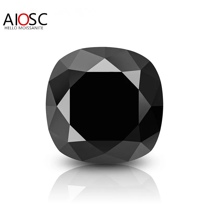 

AIOSC Black Color Cushion Cut Moissanite Stone 0.5~6.0ct Lab Loose Gems Pass Diamond Tester with GRA Certificate Fine Jewelry