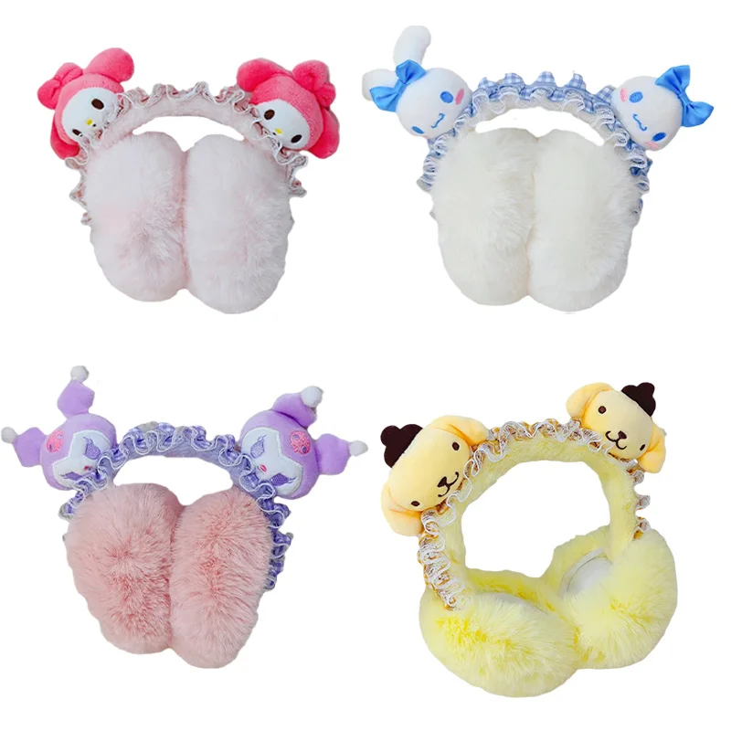 New Anime Mymelody Kuromi Cinnamoroll Plush Doll Earmuffs Winter
