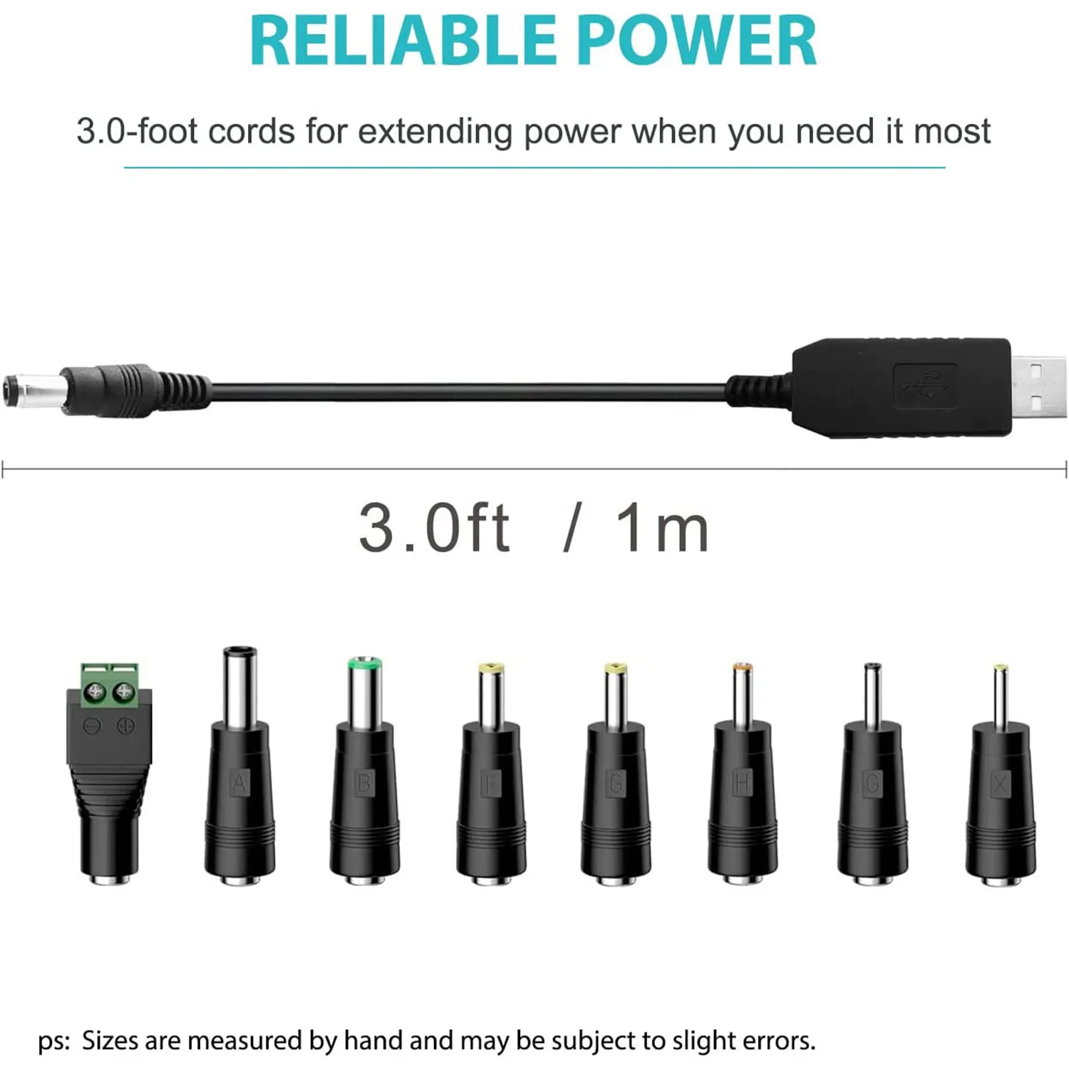 USB 5V to DC 12V 1A 2A Power Cable Cord Converter for Alexa