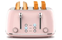 Retro Toaster 4 Slice with Extra Wide Slots Bagel, Defrost, 6 Browning Levels, Dual Independent Controls, Removable Crumb Tray 1