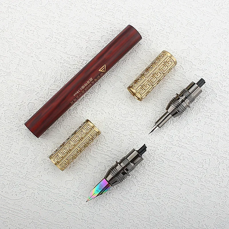 New Fountain Pen EF Nib 0.38mm Metal Matte Black Writing Ink Pen  Double Headed Pen Tip Caliber 3.4MM for Students Gifts 5