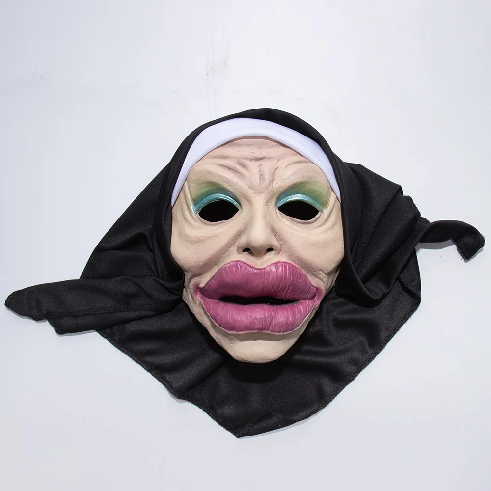 Komik sürükle kraliçe rahibe maske Cosplay seksi büyük dudaklar tam kafa  maskeleri cadılar bayramı karnaval parti kostüm sahne - AliExpress