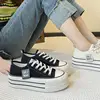 2024 New Women's Black Platform Canvas Sneakers Lace-up Comfortable Shoes Fashion Outdoor Multi-functional Sports Canvas Shoes 6