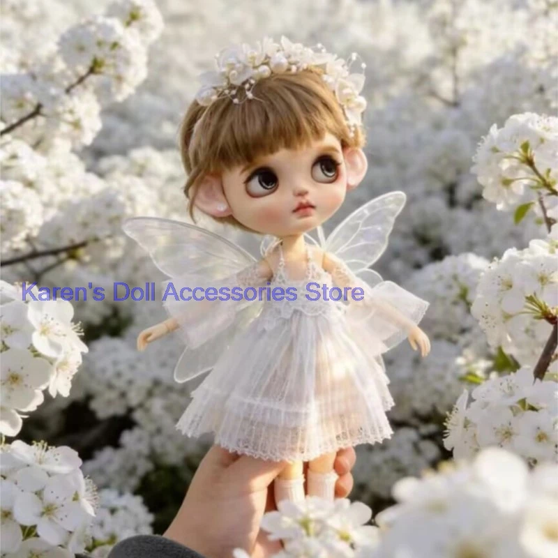 4피스 플라워 페어리 스타일 스커트, 꽃 화환, 날개, 브라이스용 양말(루루, ymy24, ob22, 24, 26, 존, 제니에 적합)