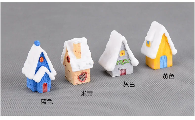 Micro Landscape Miniature Figurines, Fairy Garden Accessories, Christmas Villa, Snow House, Moss Terrarium, 1Pc