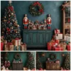 Christmas Nutcracker Photography Backdrops Gift Box Wreath Xmas Tree Bows Family Kids Festive Portrait Backgrounds Studio Props