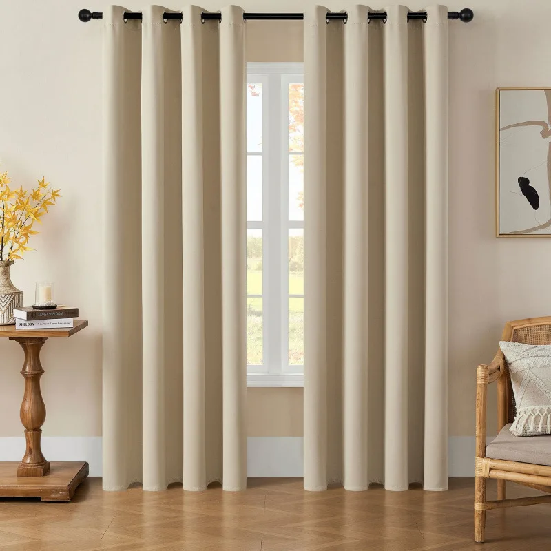 1Pcs Burgundy Linen Fabric 100% Blackout Curtains Solid Color Grommet Top Insulate Window Curtains for Home Living Room 5