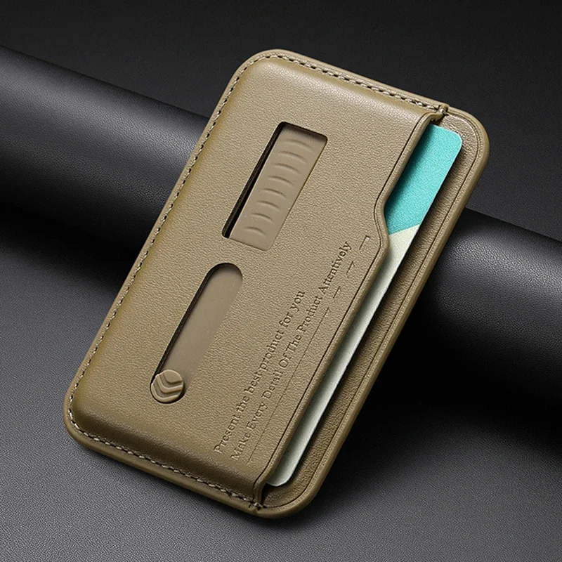 Sleek Magnetic Leather Wallet Card Holder Case with Hidden Strap