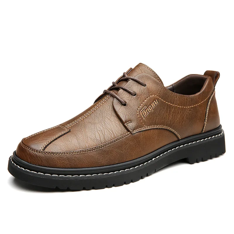Casual Shoes Loafers British Leather Sneakers Flats Shoes Classic Men Leather Spring Summer New Trendy All-match Platform