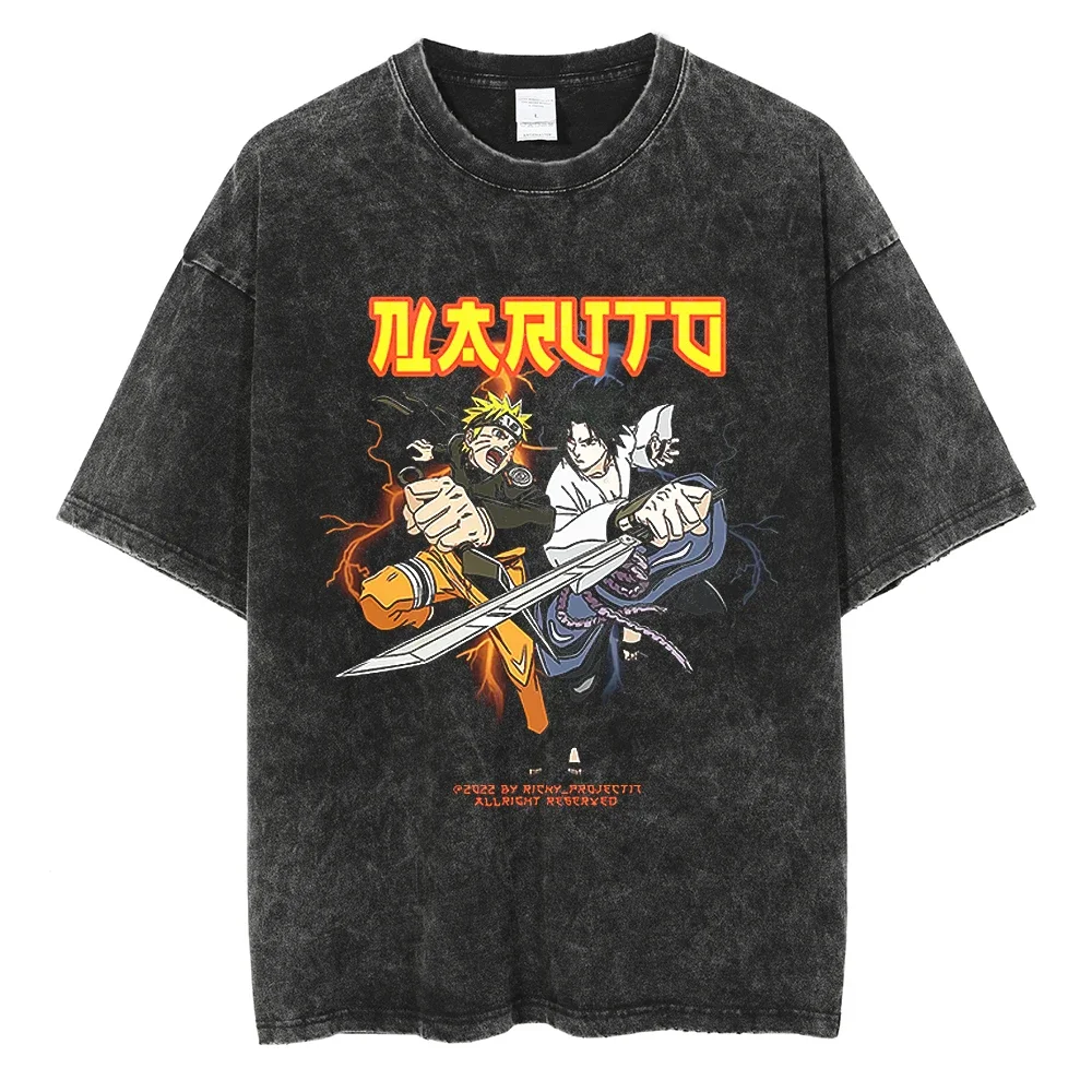 

Harajuku Fashion Streetwear T-Shirt Anime Naruto Print T Shirt Summer Cotton Vintage Tshirt Men Hip Hop Short Sleeve Tops