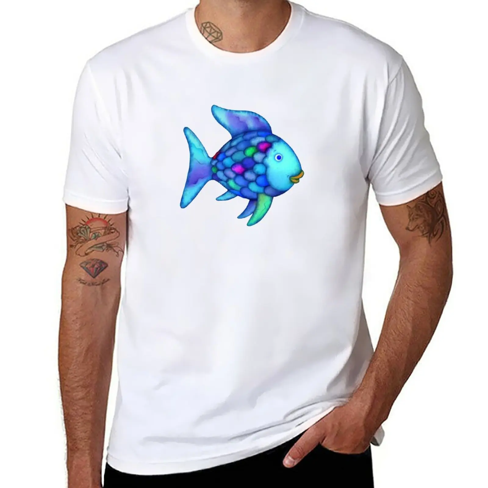 

New Rainbow Fish T-Shirt blank t shirts anime Men's t-shirt