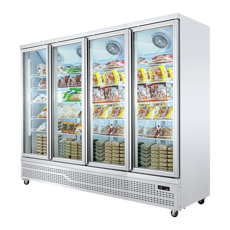 outdoor commercial single door glass upright mini popsicle display freezer