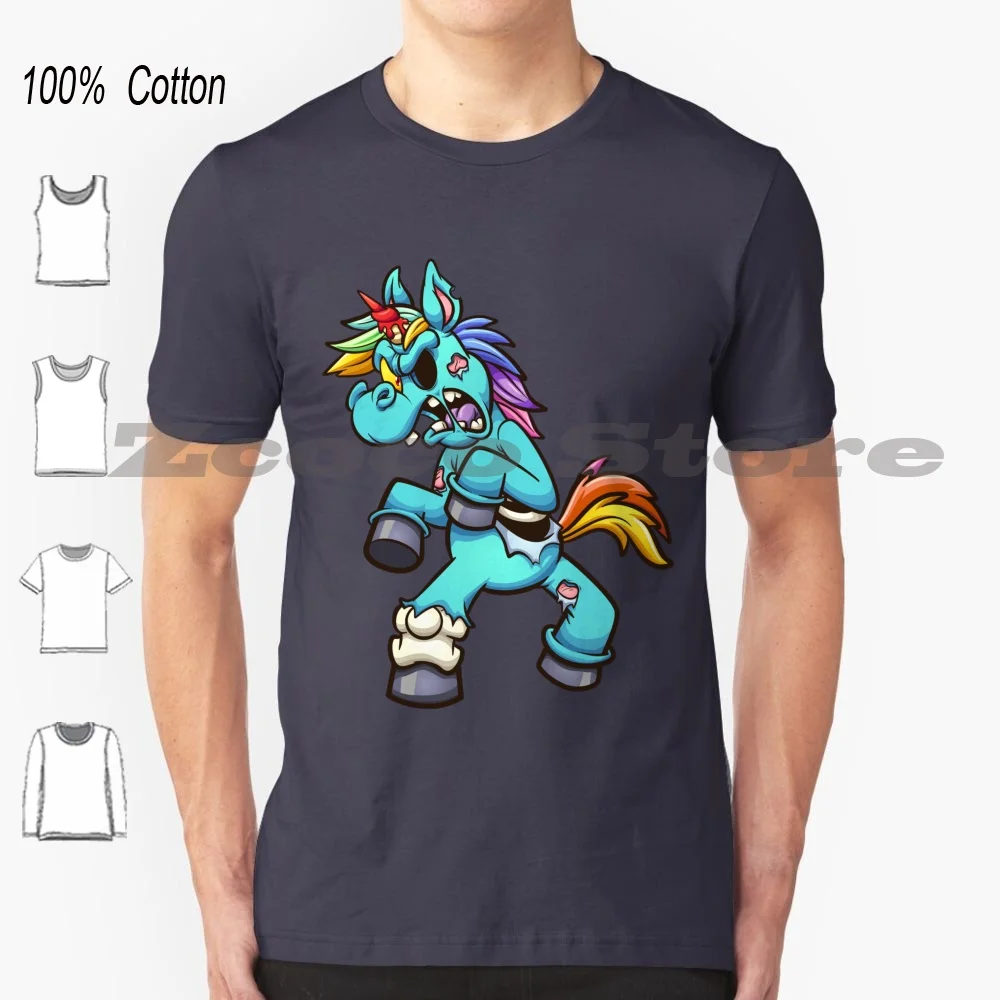 Maglietta Zombie 100% Cotone Confortevole Di Alta Qualità Zombie Halloween Cavallo Non Morto Zombie Scheletro Teschio Spaventoso Horror Carino Grandin