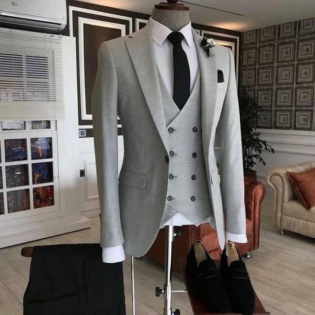 2023 Newest Fashion Khaki Costume Homme Business Men Suits Wedding Suit For Men Ternos Masculinos Slim Fit Groom Tuxedos 3Pieces