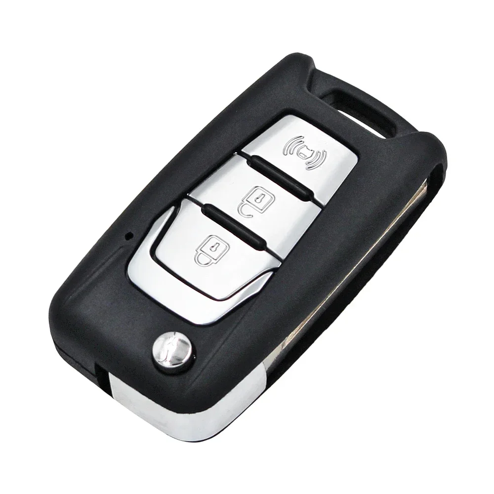 Ecusells Modified 3 Button Folding Flip Remote Car Key Shell Case Uncut Blade for Ssangyong Korando New Actyon C200