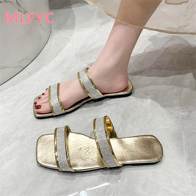 Summer new sandals Women wear simple flat slippers 2023 ladies comfortable casual slippers