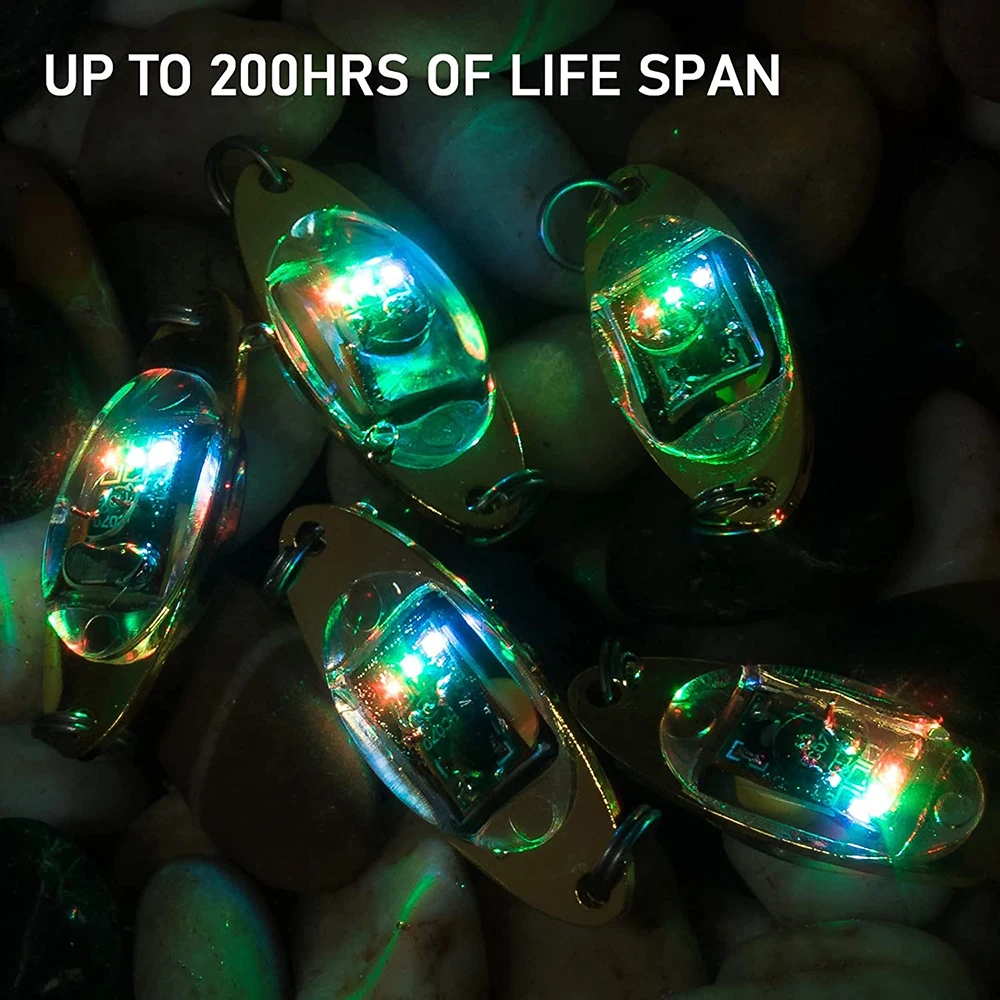 PATIKIL LED Fishing Lure Light, 3 Pcs Deep Drop Fishing Light LED Spoons Underwater Fishing Lights Lighted Bait Flasher Trolling Lures Rig, Green