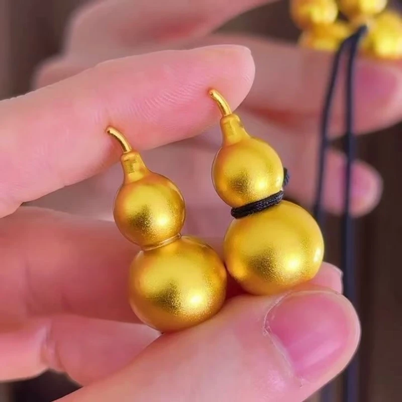 

24K Gold Color Hulu Gourd Charm Pendants for Necklace DIY Accessories for Jewelry Making New Year's Gifts