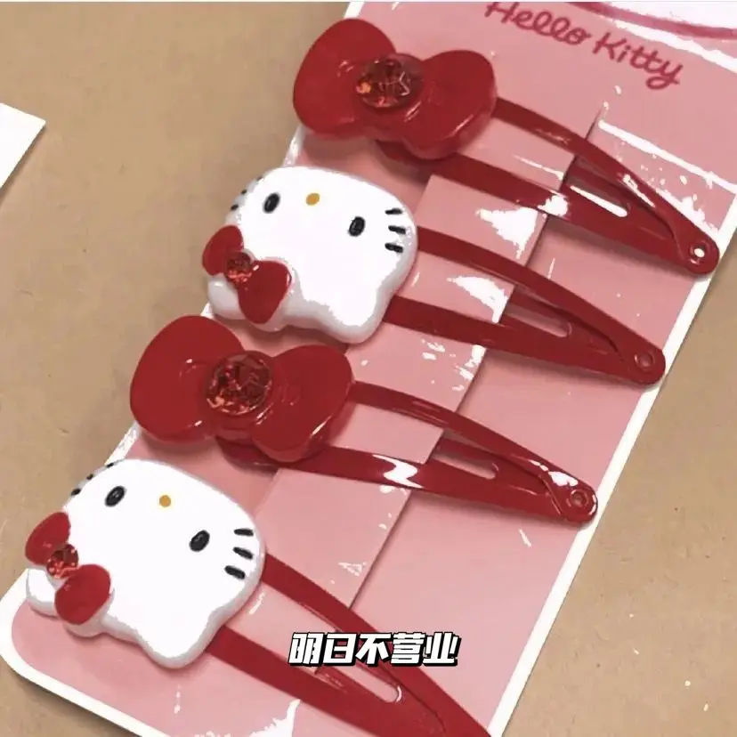 

Hello kitty new retro red hair clip animation creative cute girl heart bangs hair clip fashion lightweight soft girl headwear
