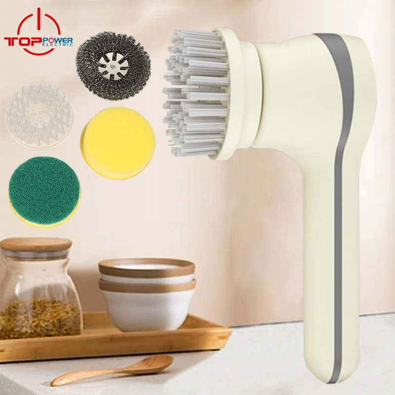

Electric Spin Cleaning Brush with 4 PCS Heads Cordless Portable Scrub Brush Handheld Scrubber Suitable for Bathroom Kitchen Tool