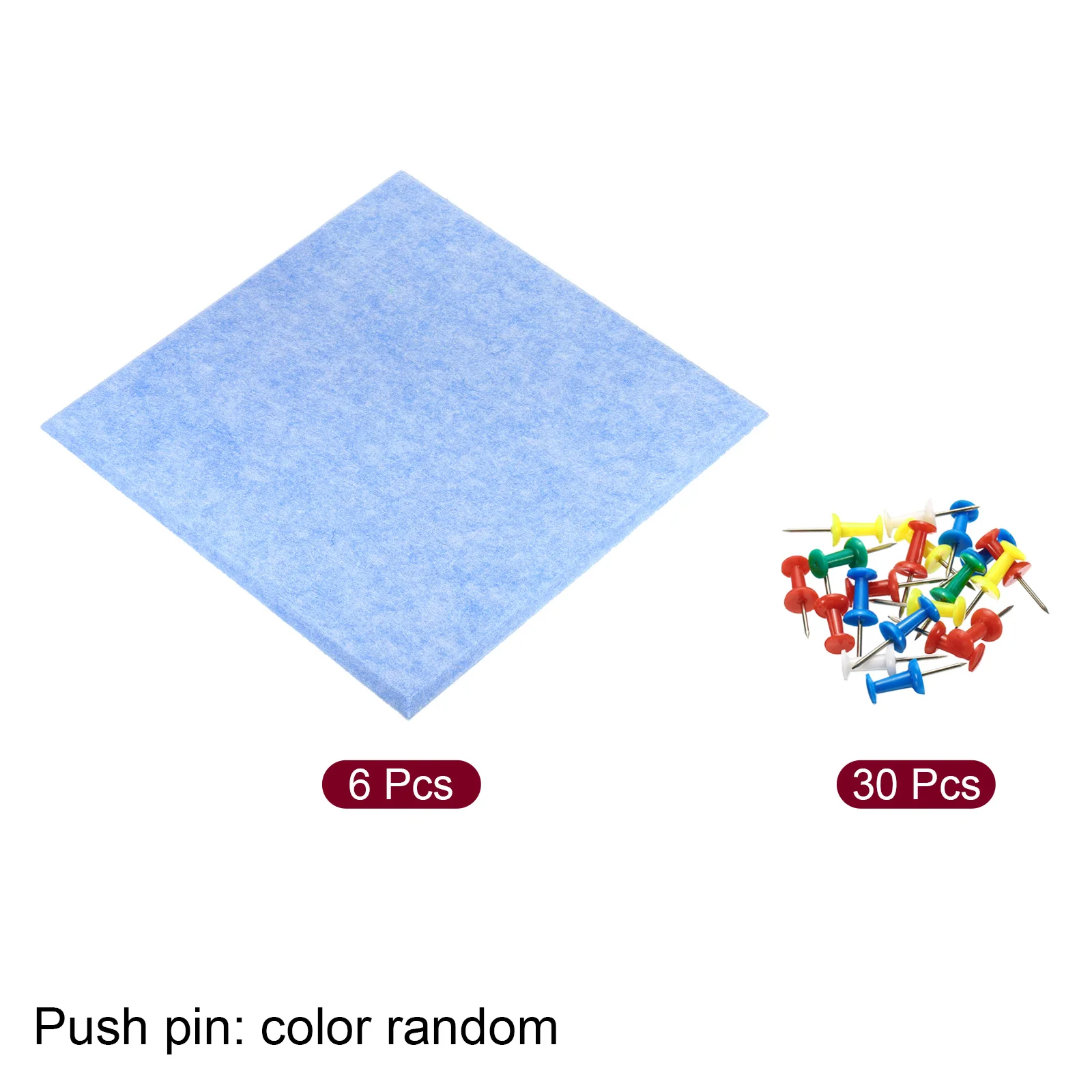 6Pcs Felt Bulletin Message Board Felt Board Tile Self Adhesive Square Wall Message Cork Pin Bulletin with Push Pins