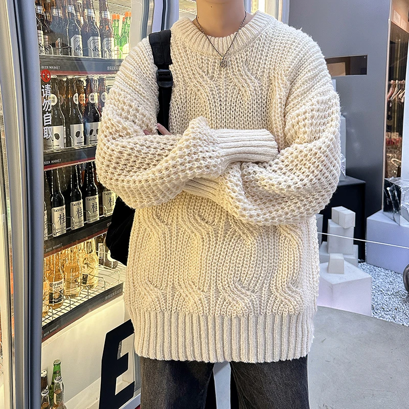 Styles 2024 Men's Winter Sweater Solid O-Neck Knitted Sweaters Warm Slim High Quality Pullover Harajuku Mens Sweater D178