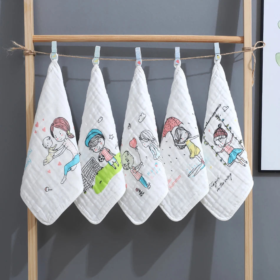 Baby Face-towel cute cartoon cotton super soft baby towel small square wipes 30*30cm 5pcs cotton towel,baby towel,square towel