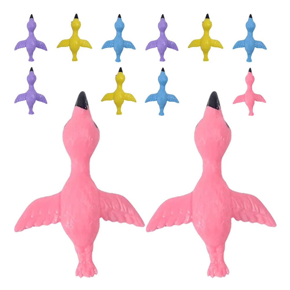 12 Pcs Projectile Toy Kids Accessory Finger Children's Toys Interesting Gift Elasticity Flamingo