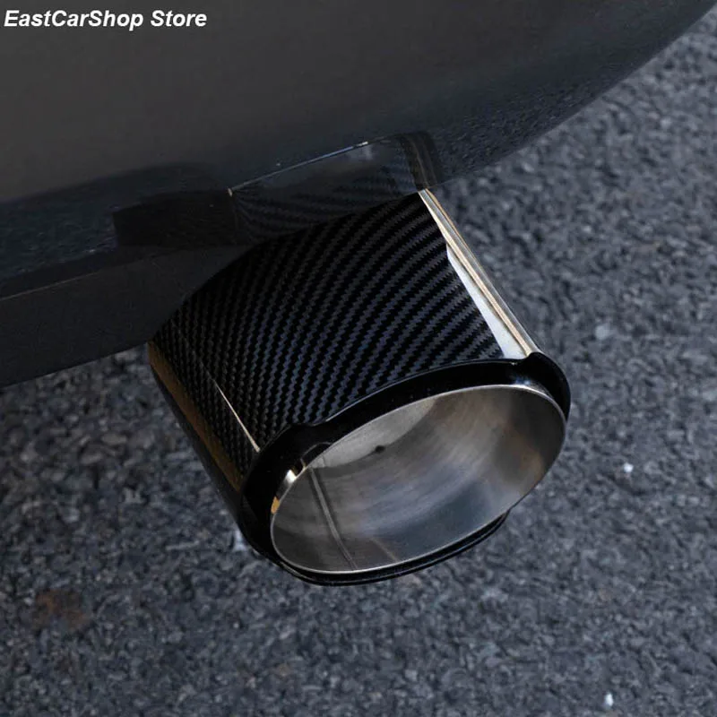 

Car Carbon Fiber Exhaust Muffler Tip Stainless Steel Pipe Trim Rear Tail Throat for Toyota RAV-4 RAV4 XA50 2022 2019 2020 2021