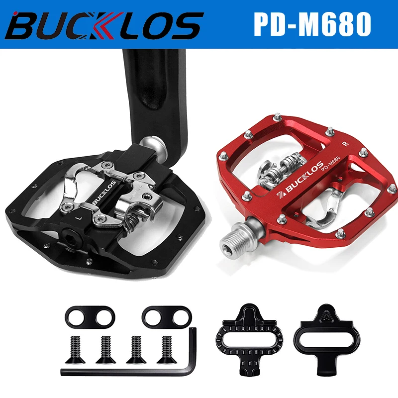 

BUCKLOS for SPD System Pedal Dual Self-locking MTB Pedals Mixed Footrest Mountain Bike Pedal Non-slip Clipless Pedals