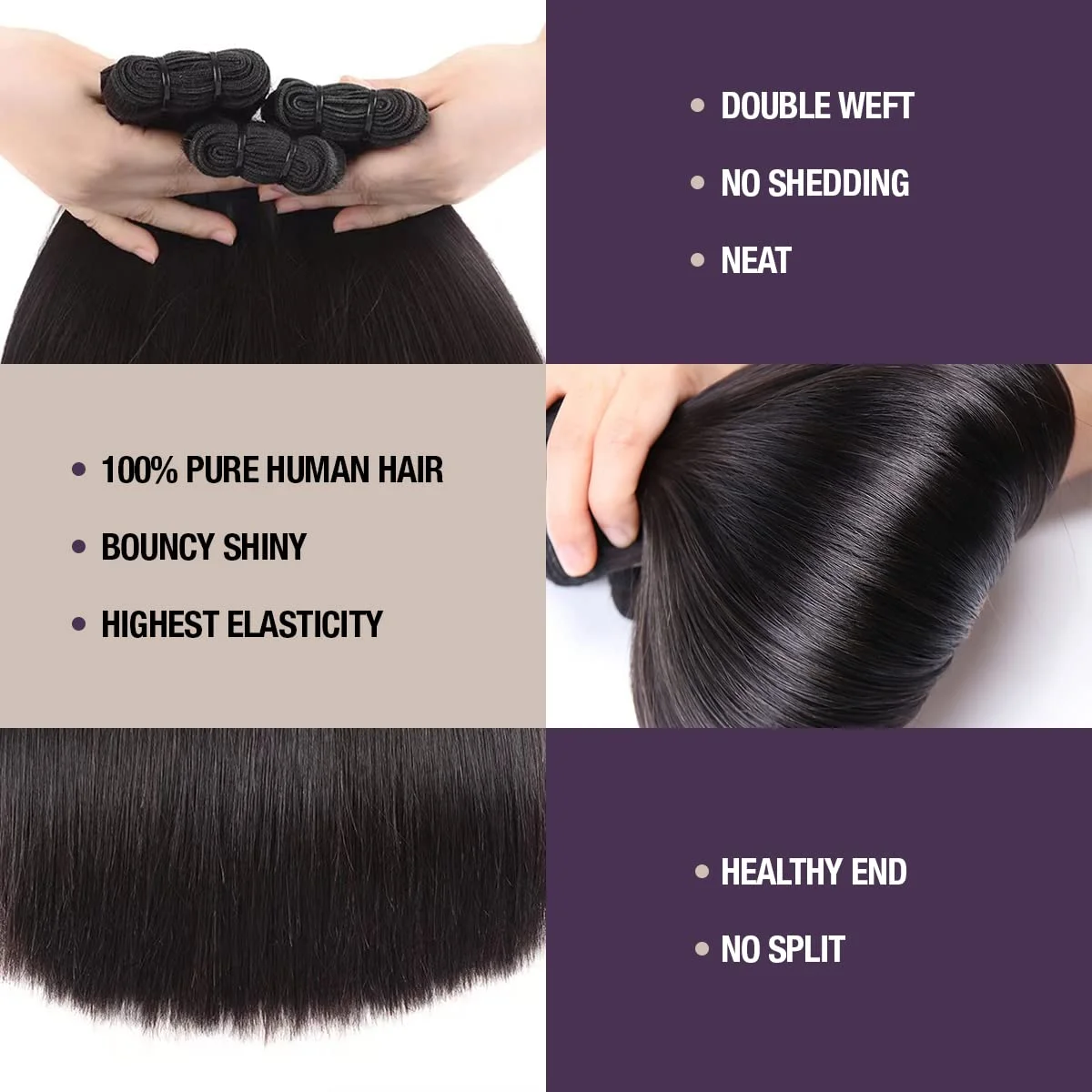 Double Drawn Human Hair Bone Straight High-End 100% 12A Grade Brazilian Virgin Human Weave Bundles Hair Extenstions For Women