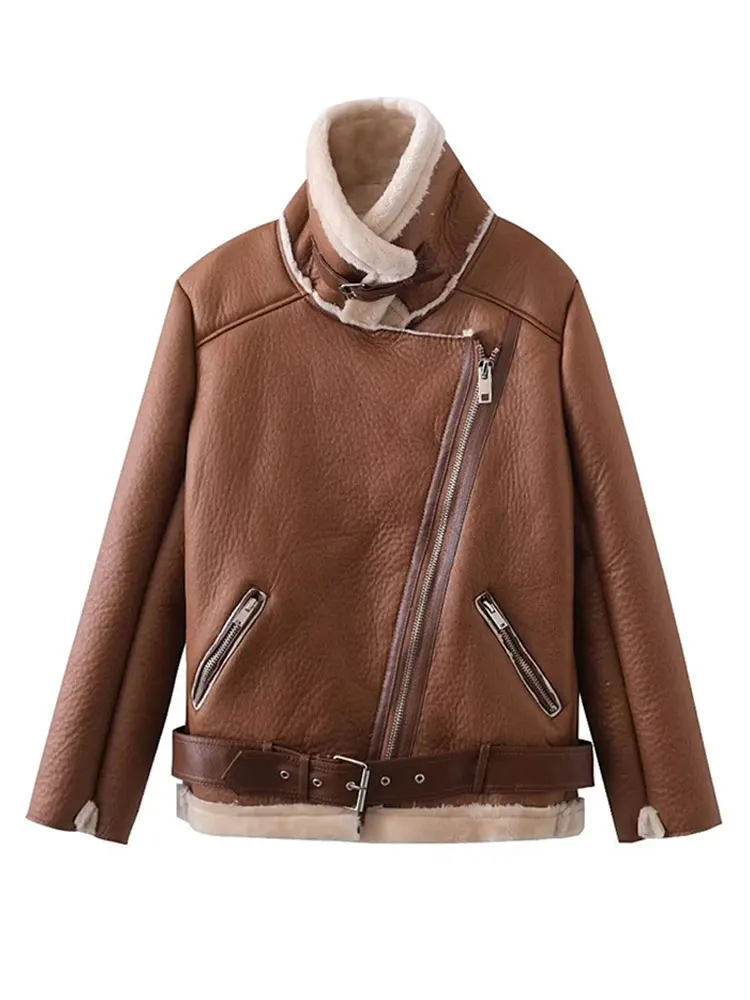 

Stand Collar Women's Faux Fur Thick Warm Coat Fashion Casual Solid Loose Jacket Tops 2023 Autumn Winter Ladies Female Outwear