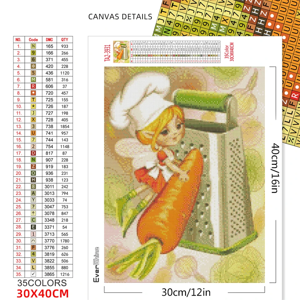Diamond Painting diamond painting Evershine Full Square/Round Drill 5D DIY Diamond Painting Cartoon Diamond Embroidery Chef Girl Cross Stitch Mosaic Home Decor