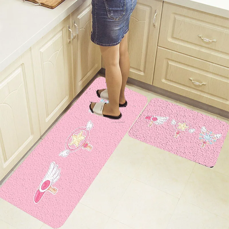 

2 Piece Set Modern Home Kitchen Floor Mats Living Room Bathroom Floor Mats Decorative Non-slip Kitchen Protective Area Floor Mat