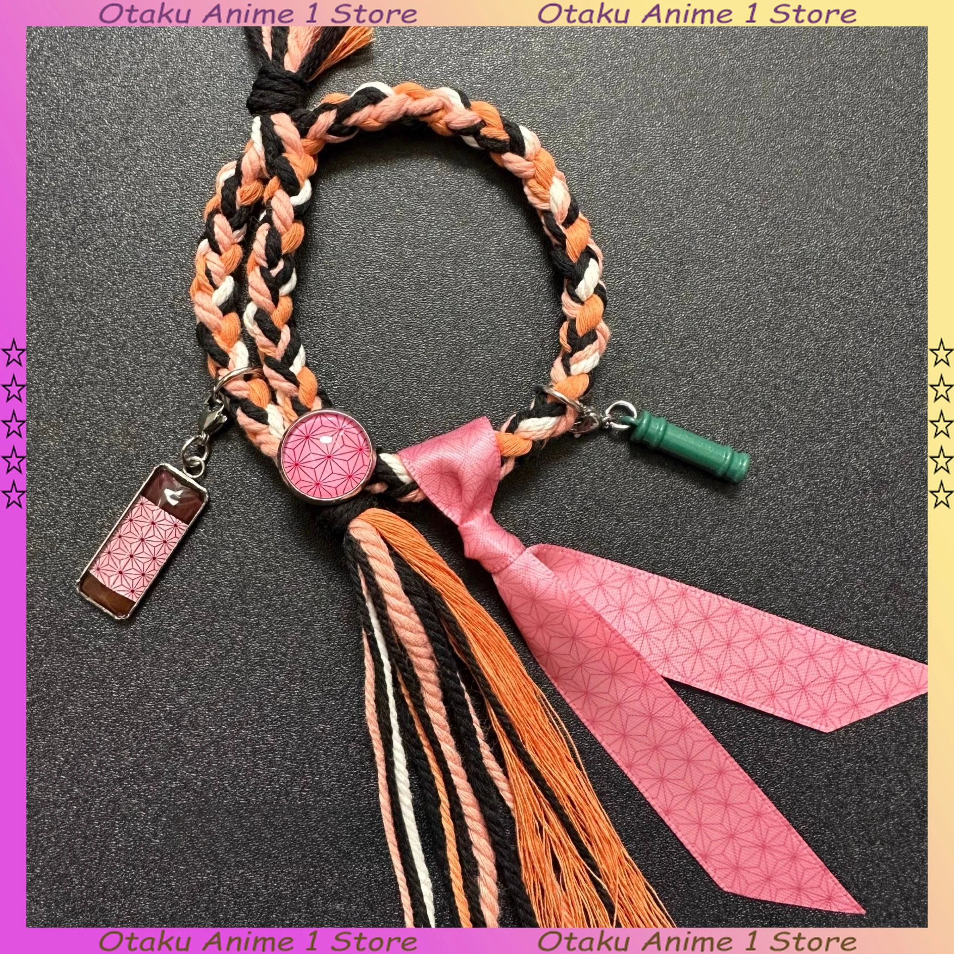 Bracciale Nezuko Demon Slayer In Pelle - Regalo Per Fan, Con Perline Di Legno, Design Anime - Foto 6