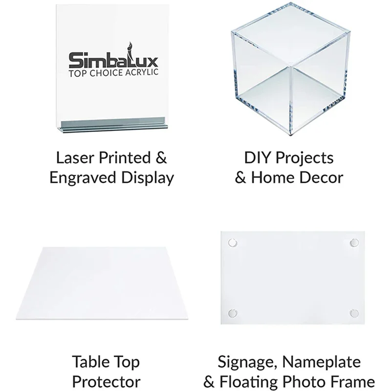 Acrylic Sheet Clear Cast Panel Transparent Plastic Plexi Glass Board for Signs DIY Display ProjectsCraft