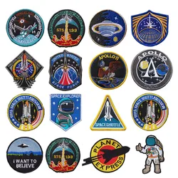 Apollo Project insignia mágica espacial, parches bordados de gancho y bucle, sombrero militar de astronauta, bolso, mochila, brazalete, pegatinas, apliques