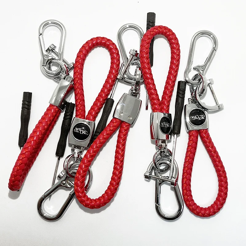 Car Accessories 5Pcs Leather Braided Rope Metal Key Chain For Chevrolet Cruze  Vw  Fiat Hyundai I30  Mercedes Renault Opel