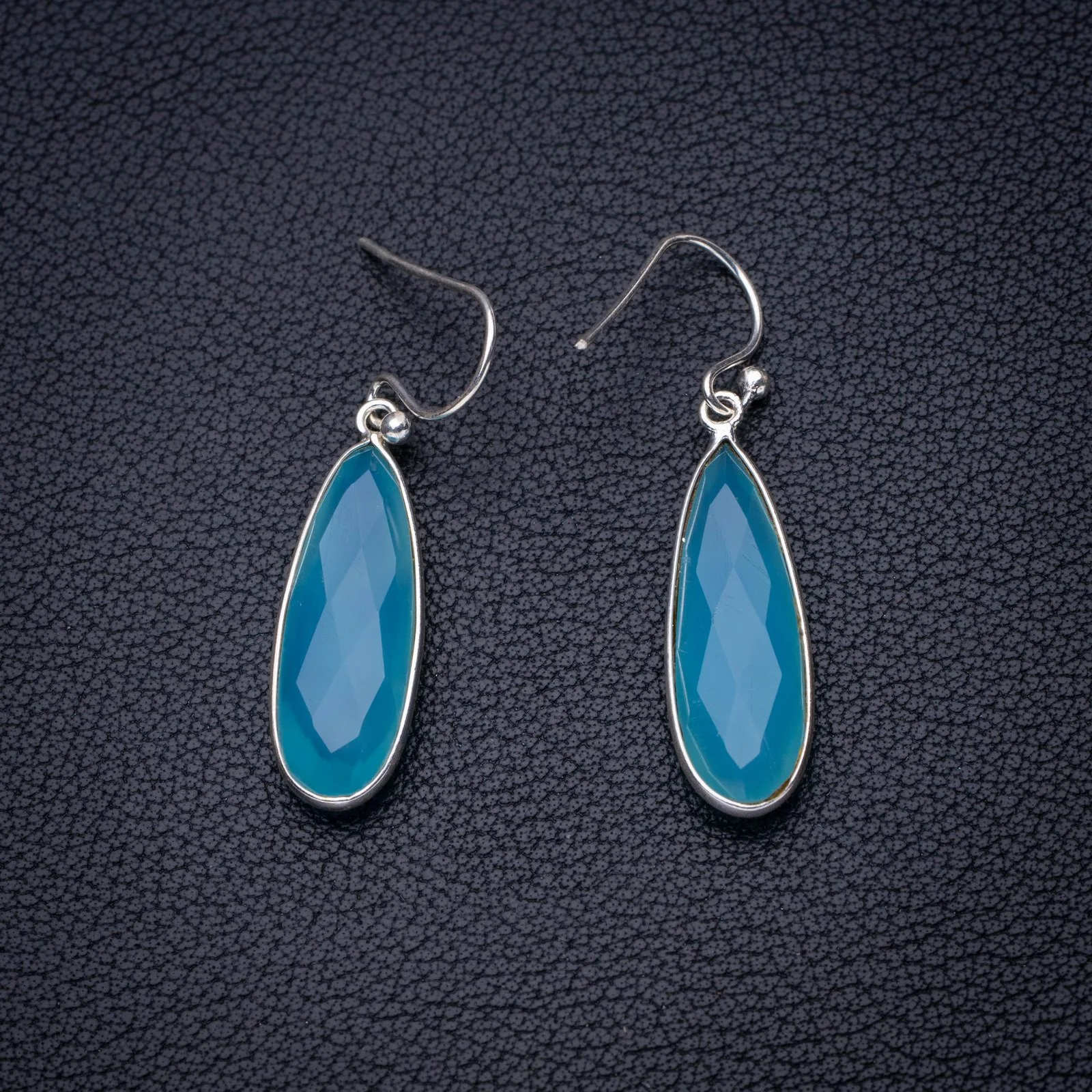 

StarGems Natural Chalcedony Handmade 925 Sterling Silver Earrings 1.5" E6711
