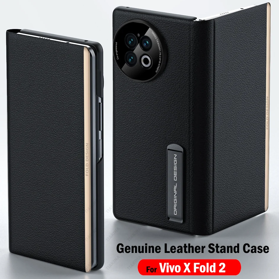 

Genuine Leather Flip Cover for Vivo X Fold 2 Case for Vivo X Fold2 Case Foldable Kickstand Holder Shockproof Full Phone Funda
