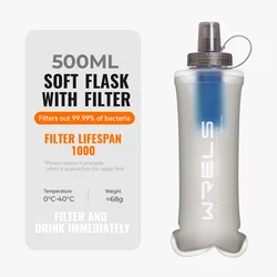 Ultralight Collapsible Water Filter Soft Flask (Grey -filter)
