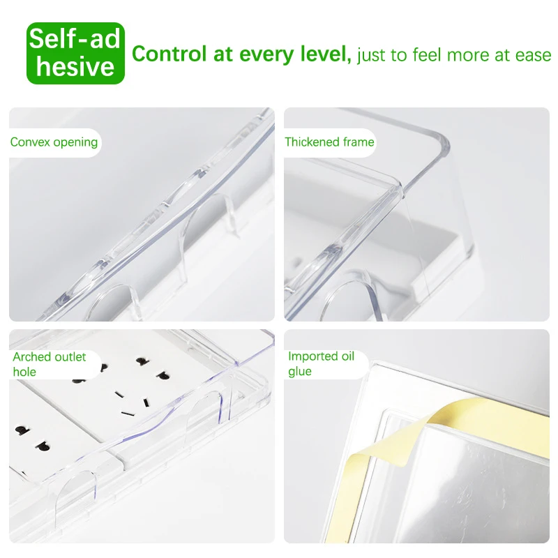Electric Outlet Cover Box Waterproof Sticky Wall Socket Cover Double Position Thickened Babyproof Outlet Plug