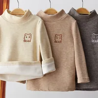 Children's T-shirt Thin Fleece Half Turtleneck Warm Inner Top Suitable for Boys and Girls Babies Long-sleeved Base Shirt