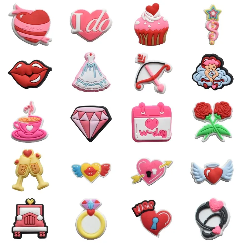 

1pcs Pins for Crocs Charms Shoes Accessories Wedding Lover Decoration Jeans Women Sandals Buckle Kids Favors Men Badges