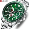 CURREN  New Stainless Steel Quartz Wristwatches for Men Sports Chronograph Watches with Luminous Hands 1