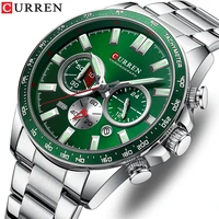 CURREN  New Stainless Steel Quartz Wristwatches for Men Sports Chronograph Watches with Luminous Hands 1