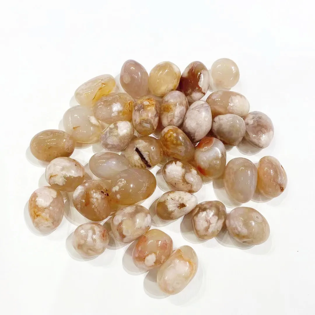 

Wholesale Bulk Natural Healing Crystal Agate Gravel Flower Agate Tumbled Stone for Home Decorate